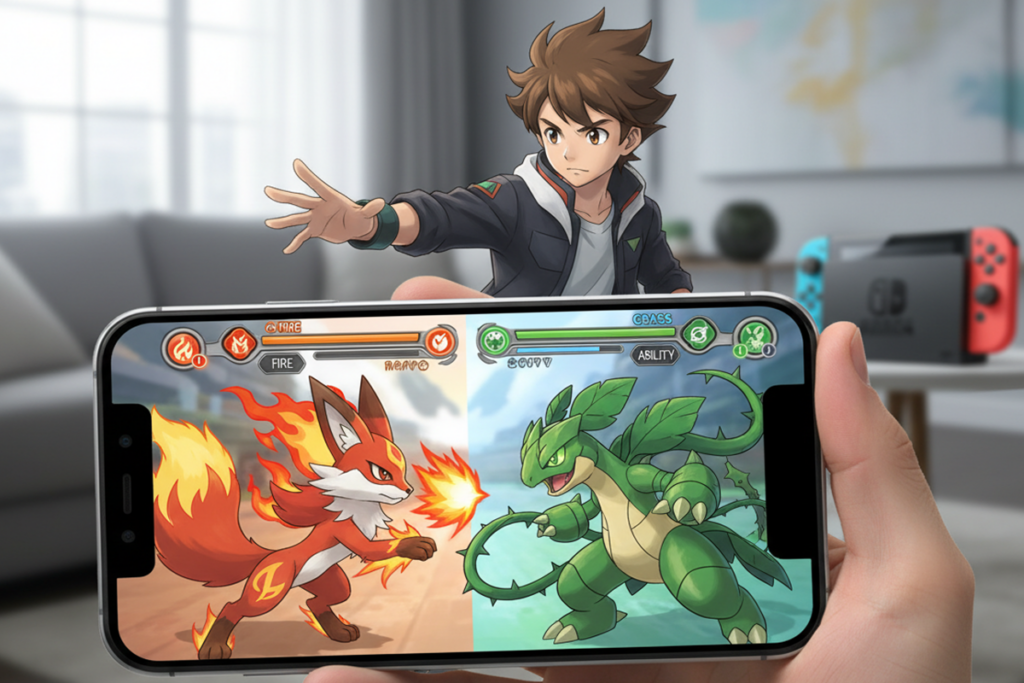 Gameplay d’un jeu cross-platform similaire à Pokémon Champions