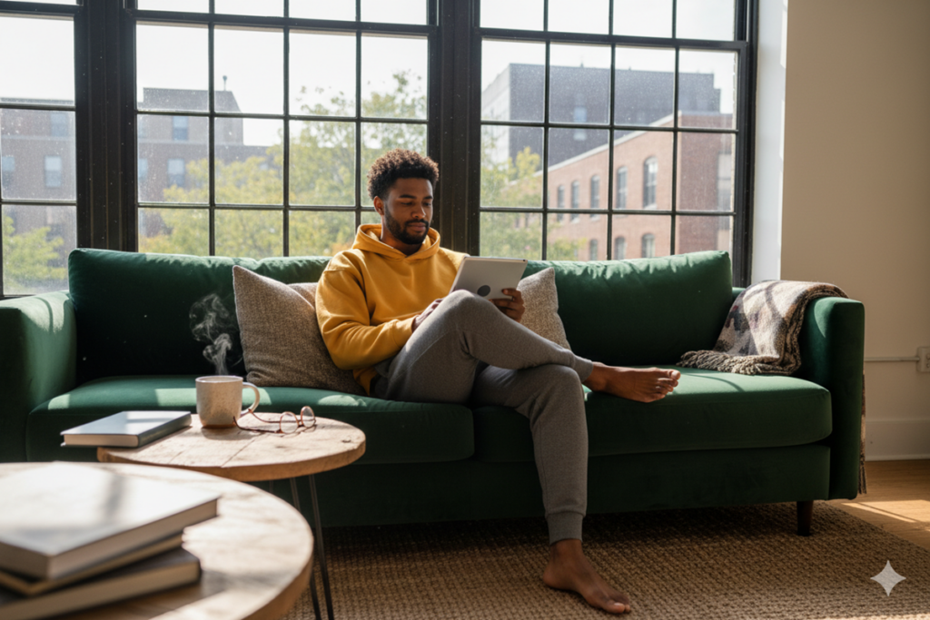 Un homme avec sa tablette
