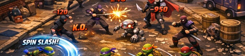 Gameplay d’un jeu d’arcade comme TMNT: Build n Battle
