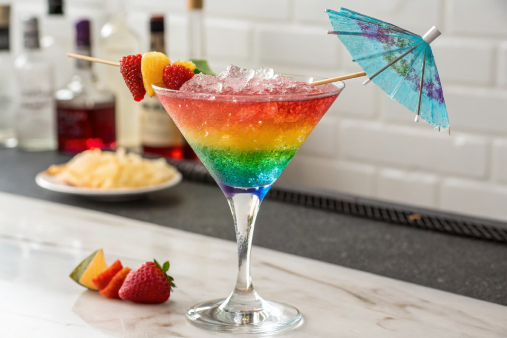 un cocktail arc-en-ciel