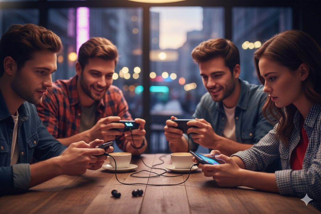 un gamer en train de jouer sur smartphone