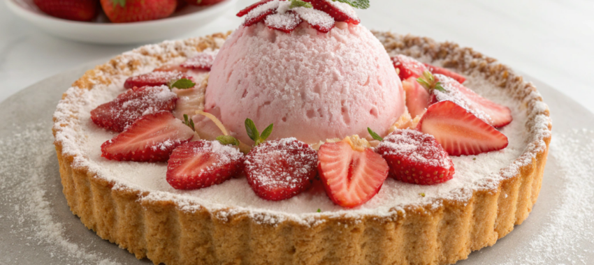 Tarte volcan : la recette givrée aux fraises à découvrir