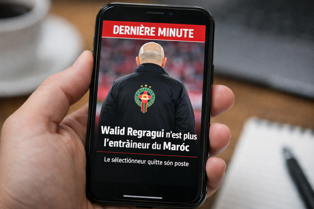 Information sur Walid Regragui sur un smartphone
