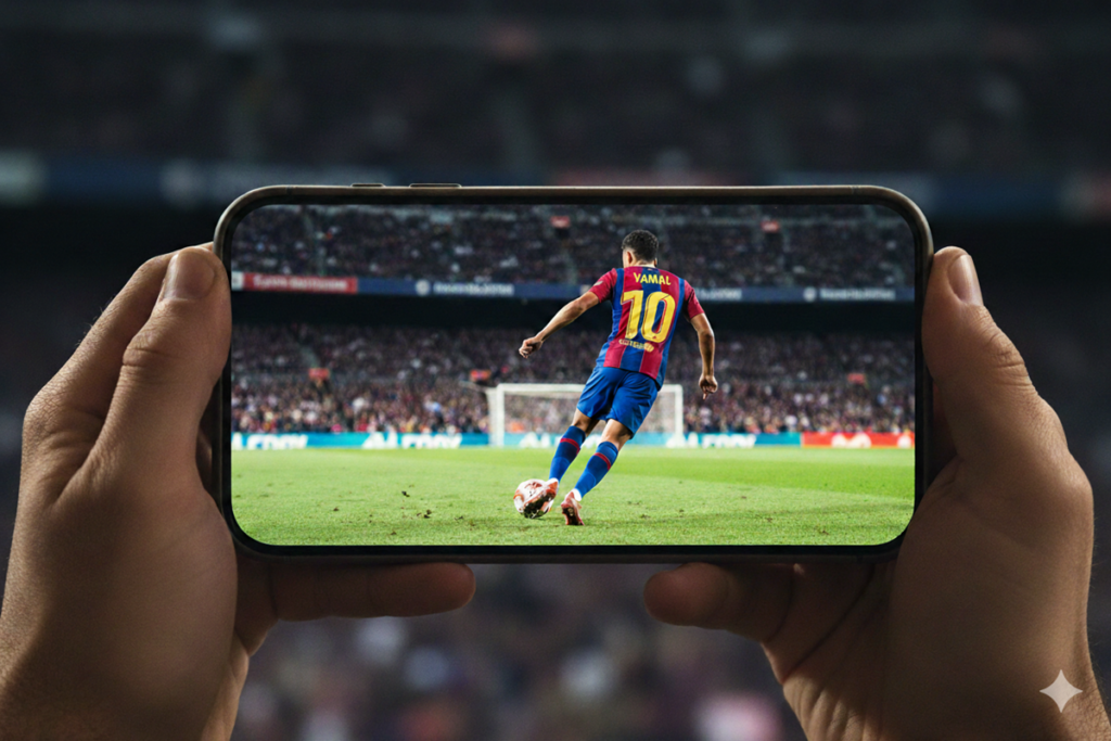 Lamine Yamal sur un smartphone