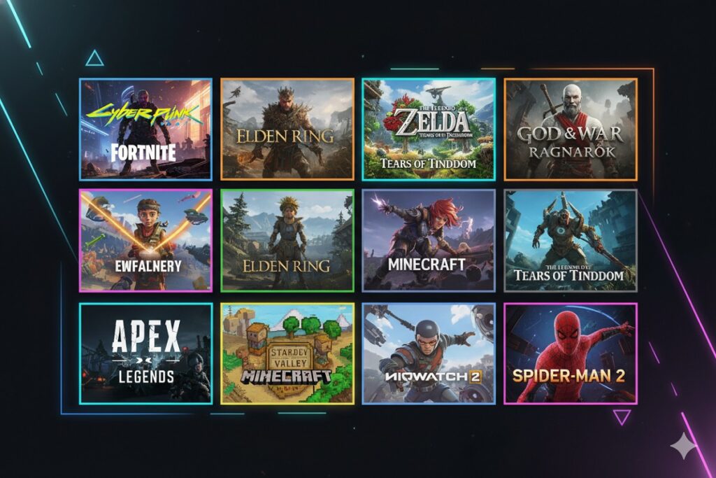 Mosaïque d’un Top 10 de jeux mobile