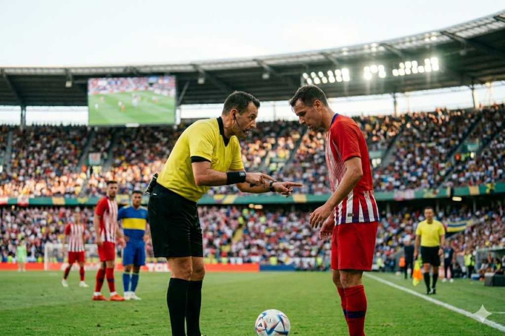  Un arbitre qui explique les règles