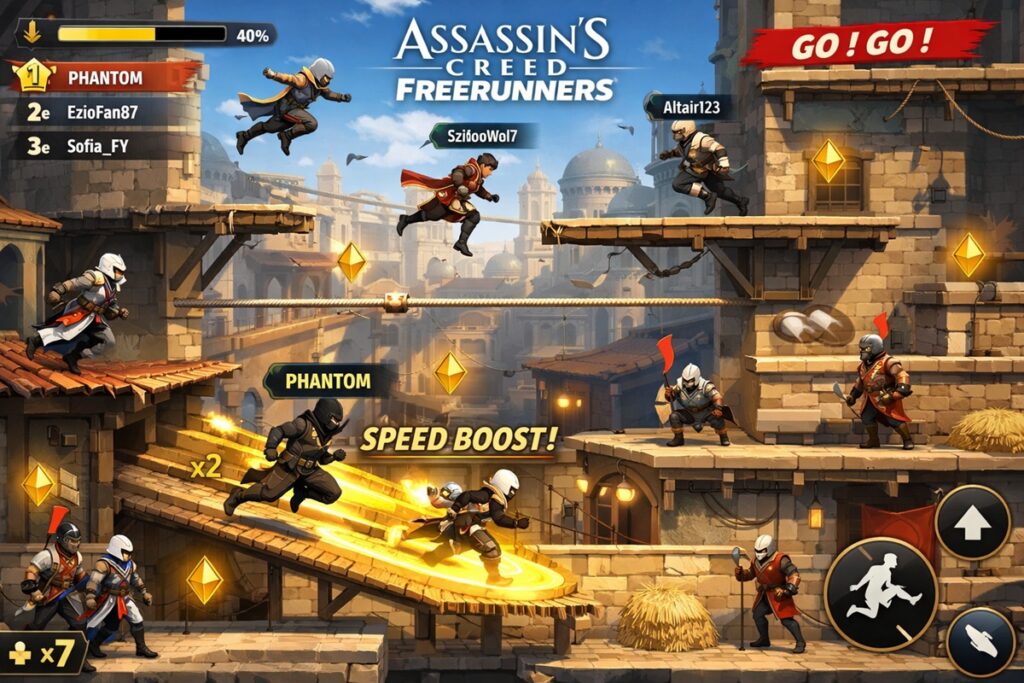 Gameplay d’un jeu mobile comme Assassin’s Creed Freerunners