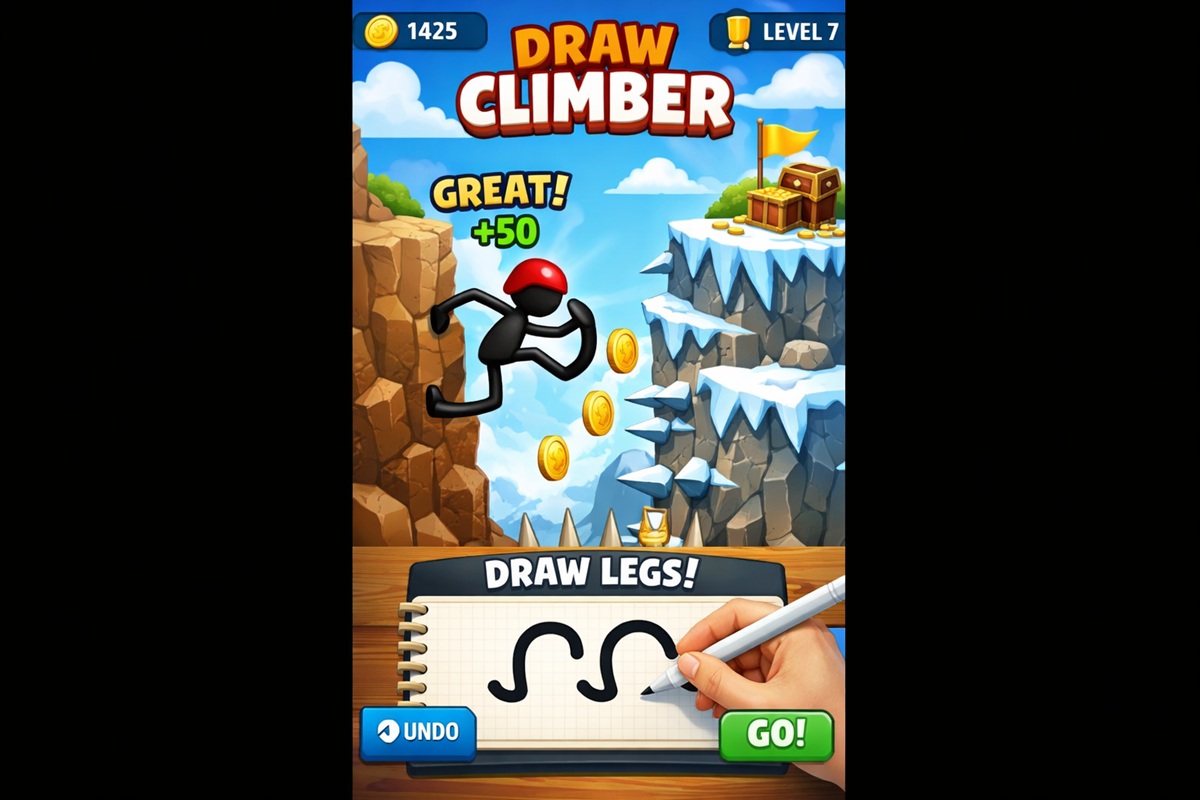 Gameplay d’un jeu mobile comme Draw Climber