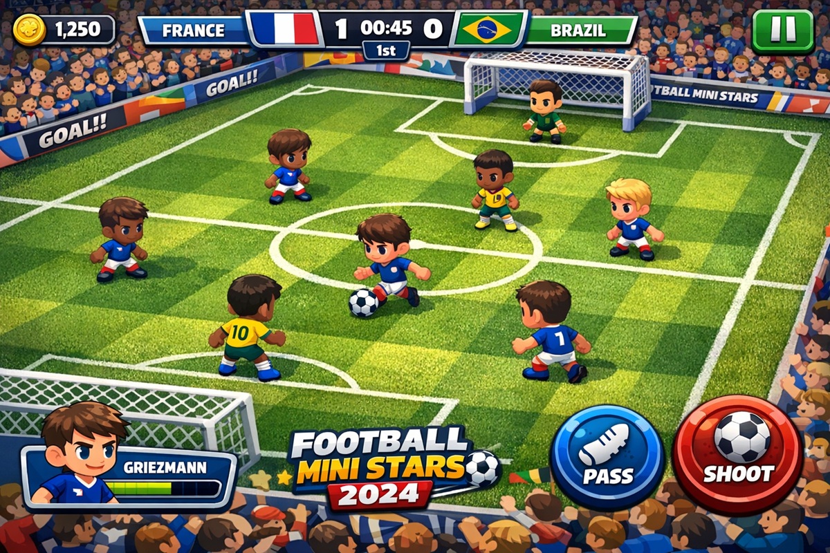 Gameplay d’un jeu mobile comme Football Mini Stars 2024