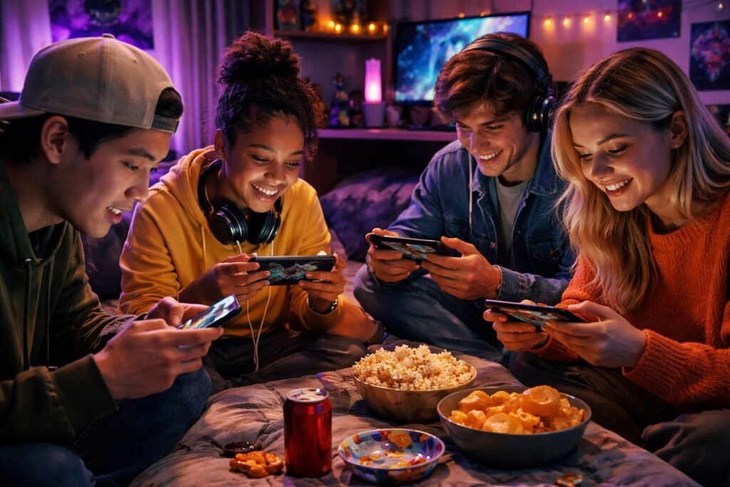 gamers jouant aux jeux du Top 3 sur mobile