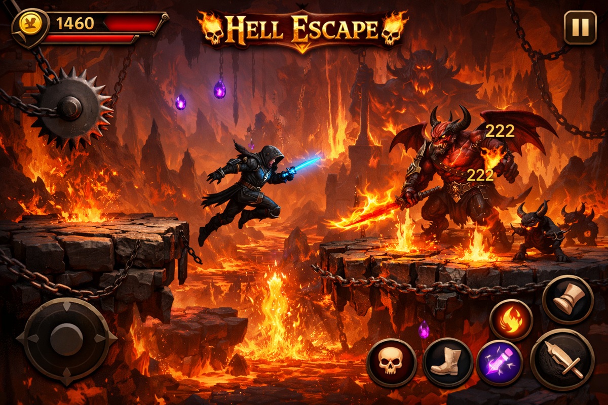 Gameplay d’un jeu mobile comme Hell Escape