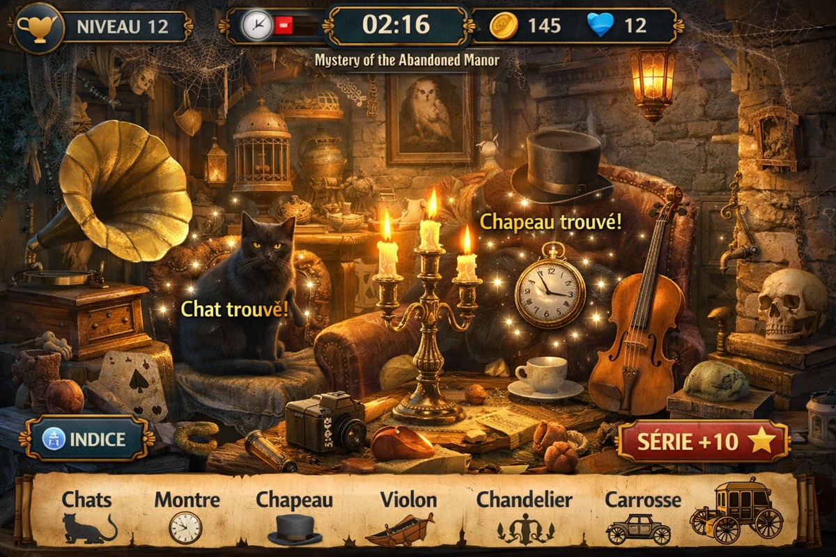 Gameplay d’un jeu mobile inspiré de Hidden Objects Story