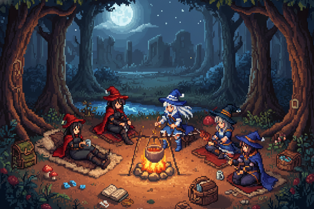 Gameplay d’un jeu de rôle en pixel-art