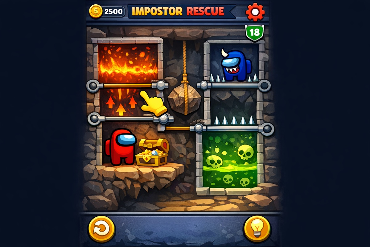 Gameplay d’un jeu mobile comme Impostor Rescue