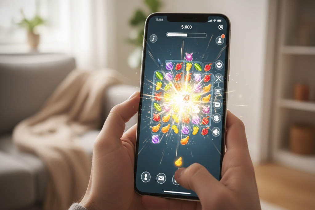 Gameplay d’un jeu de réflexion et match-3