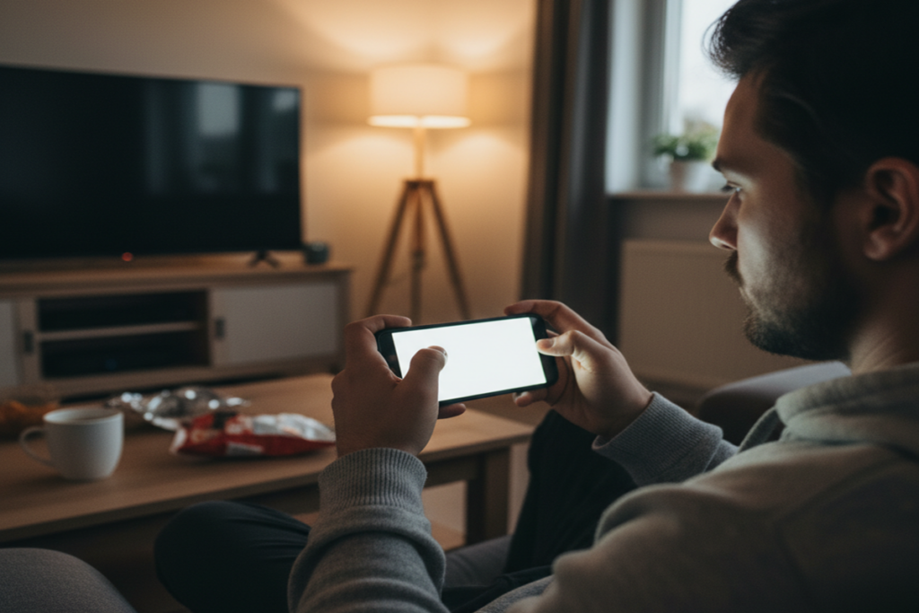 Un homme qui joue sur son smartphone