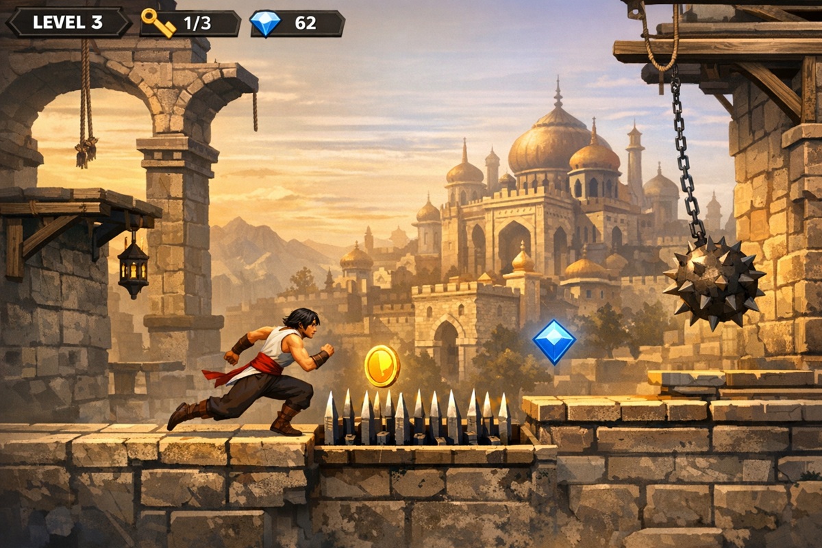 Gameplay d’un jeu mobile comme Prince of Persia Escape 2
