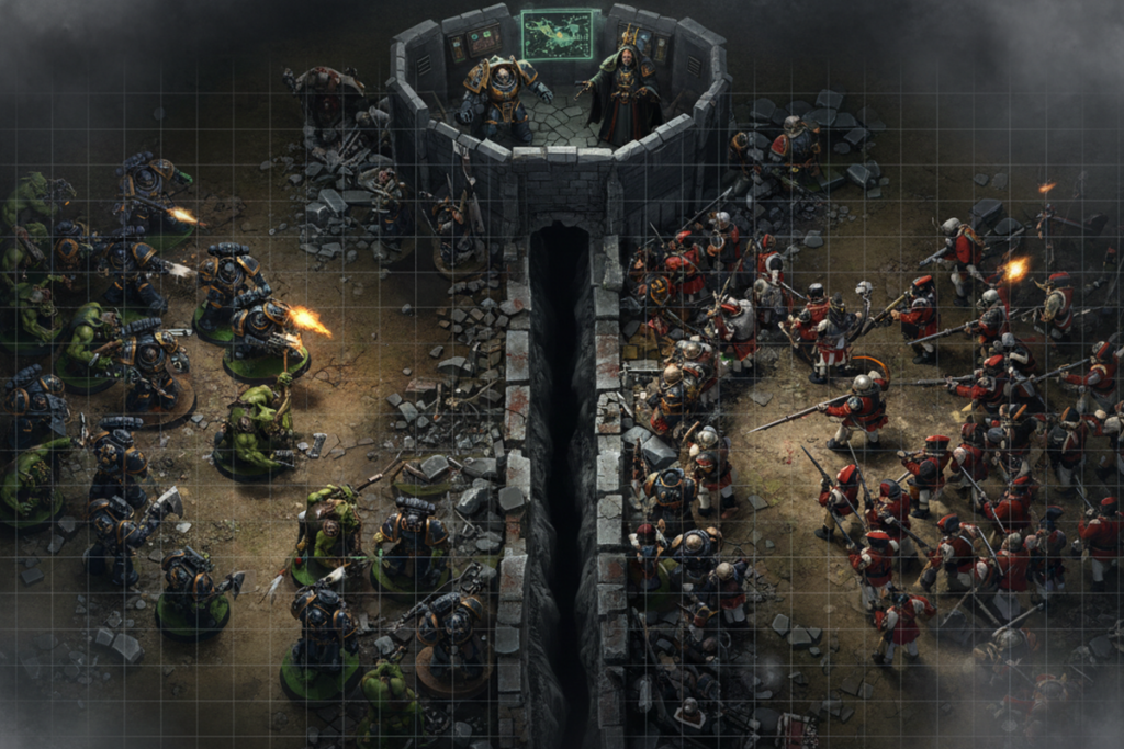 Gameplay d’un jeu de stratégie similaire à Warhammer 40,000