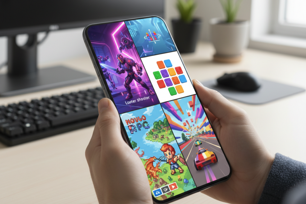 Illustration des jeux mobiles Android et iOS