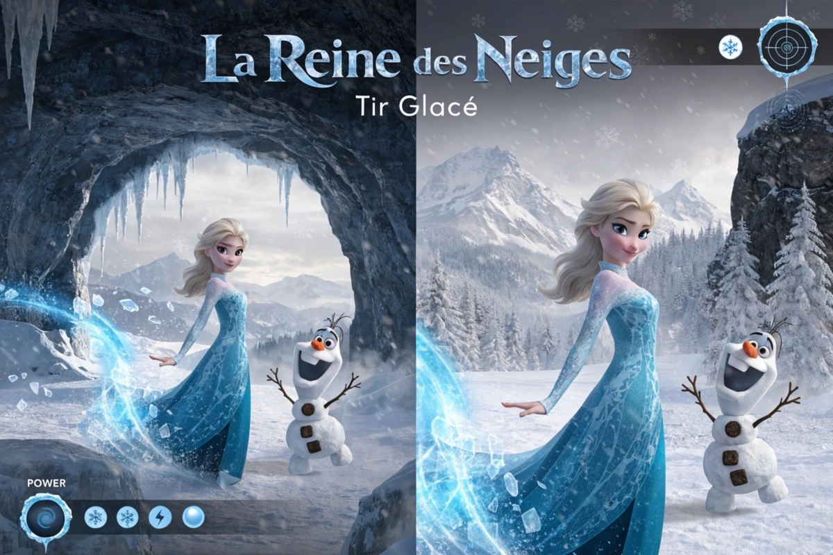 Gameplay d’un jeu mobile comme La Reine des Neiges : Tir Glacé