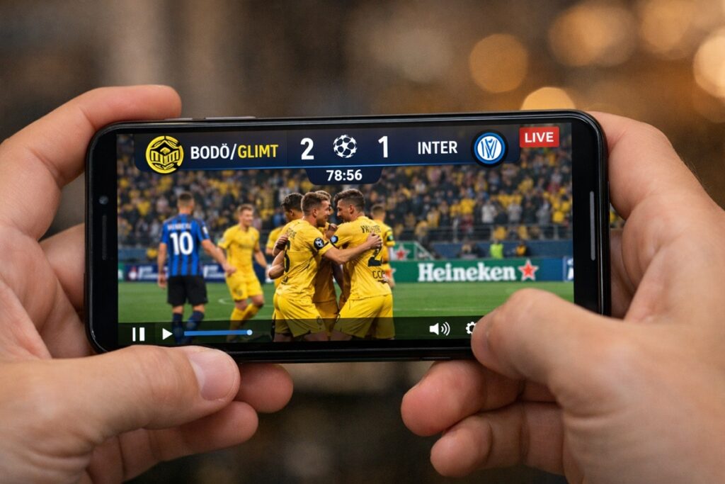 Match de Ligue des Champions sur un smartphone