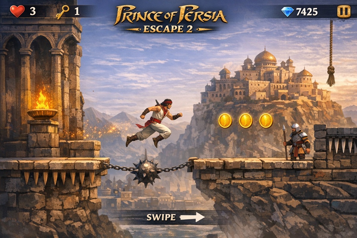 Gameplay d’un jeu mobile comme Prince of Persia Escape 2