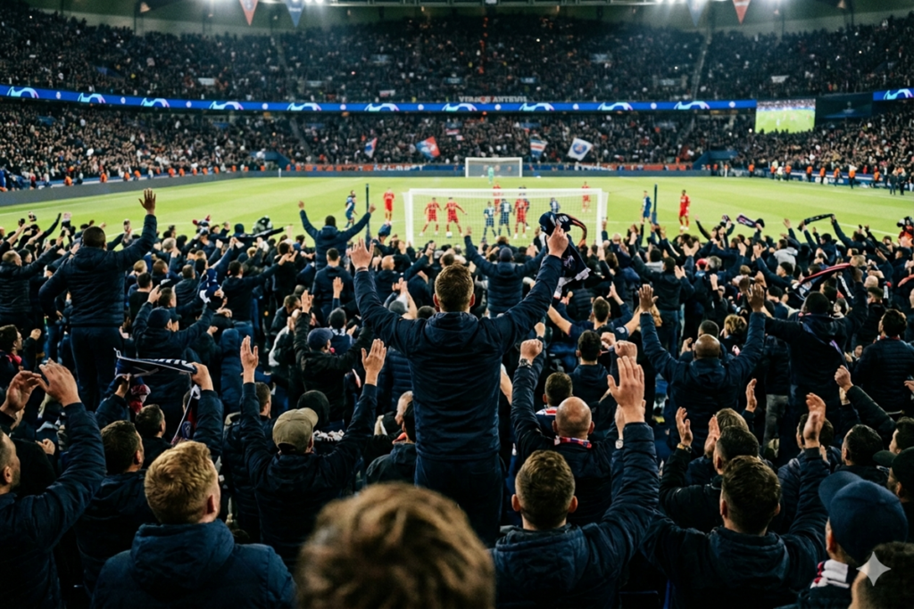 Les supporters du PSG lors d’un match de Ligue des Champions
