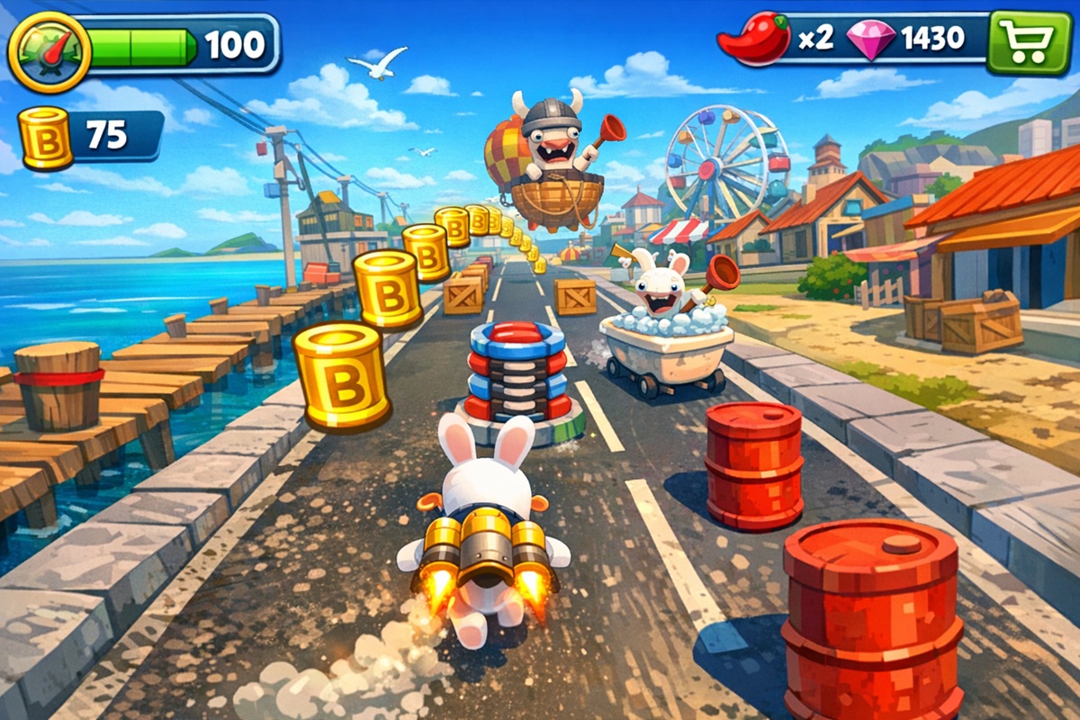 Gameplay d’un jeu mobile comme Rabbids Crazy Rush