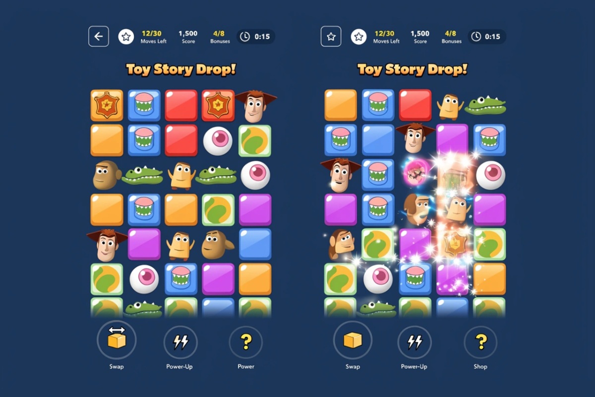 Gameplay d’un jeu mobile comme Toy Story Drop !