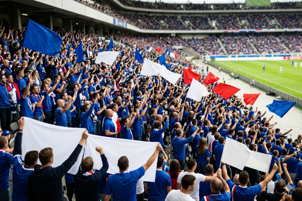 Supporteurs de l'équipe de France lors d'un match de Coupe du Monde
