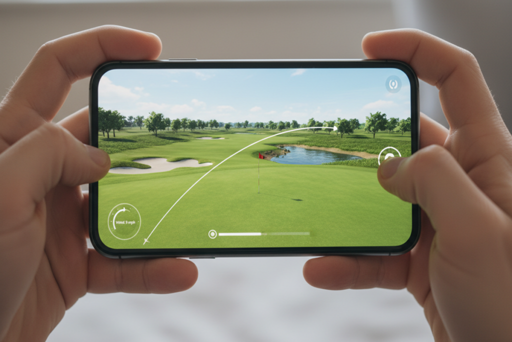 Gameplay d’un jeu de golf sur mobile