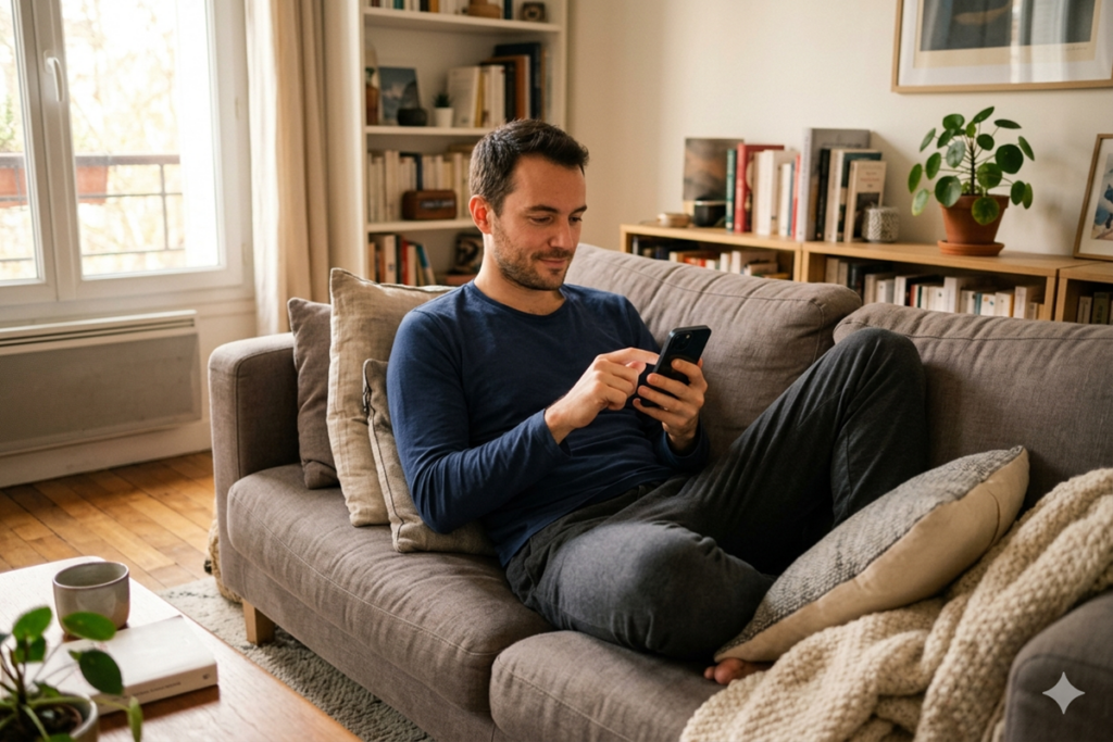 Un homme qui utilise son iPhone