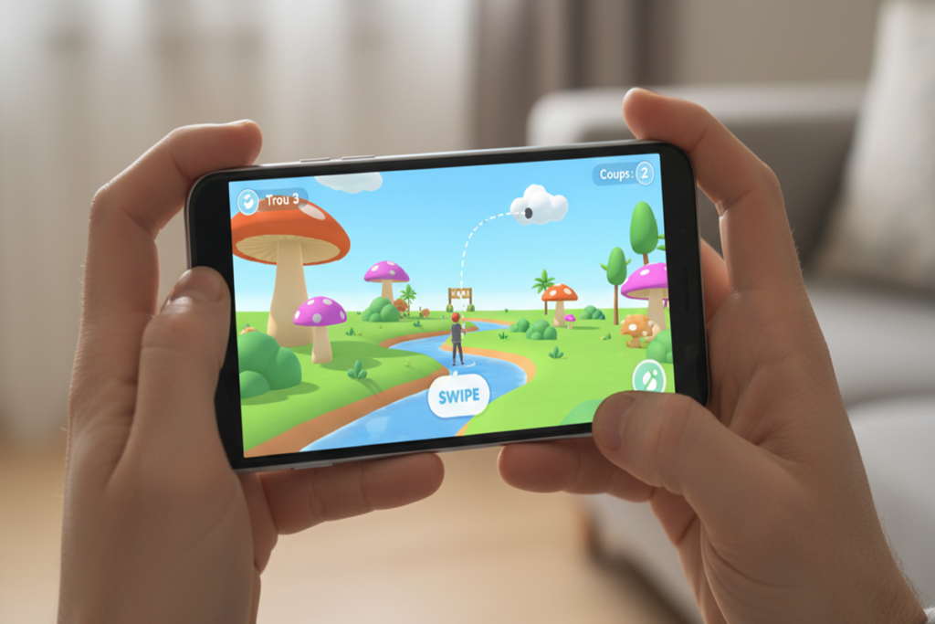 Gameplay d’un jeu de golf sous Android