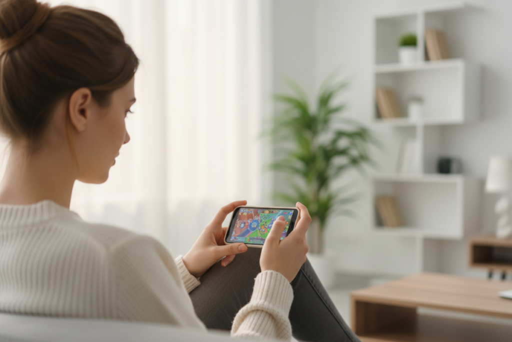 Une personne jouant aux jeux mobiles de conduite