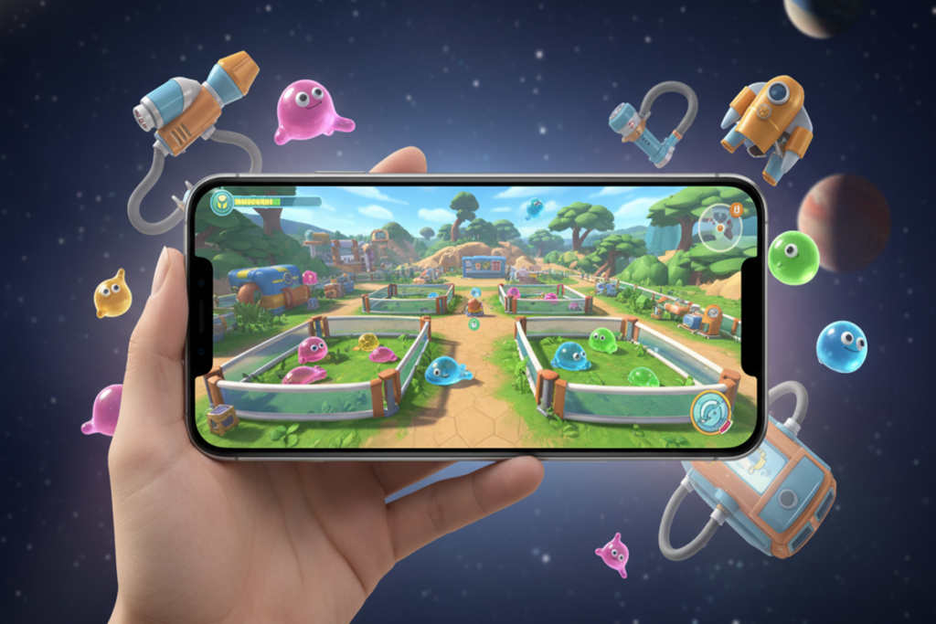 Gameplay d’un jeu comme Slime Rancher Mobile