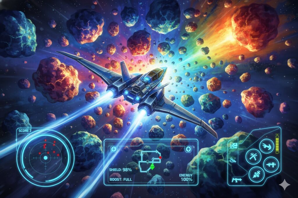 vaisseau Arwing comme dans Star Fox Switch 2