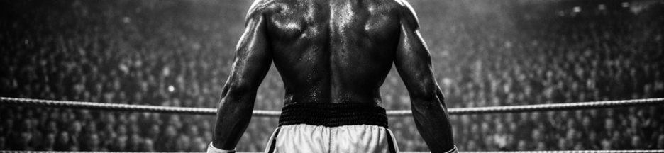 Boxeur rappelant Mohamed Ali sur le ring