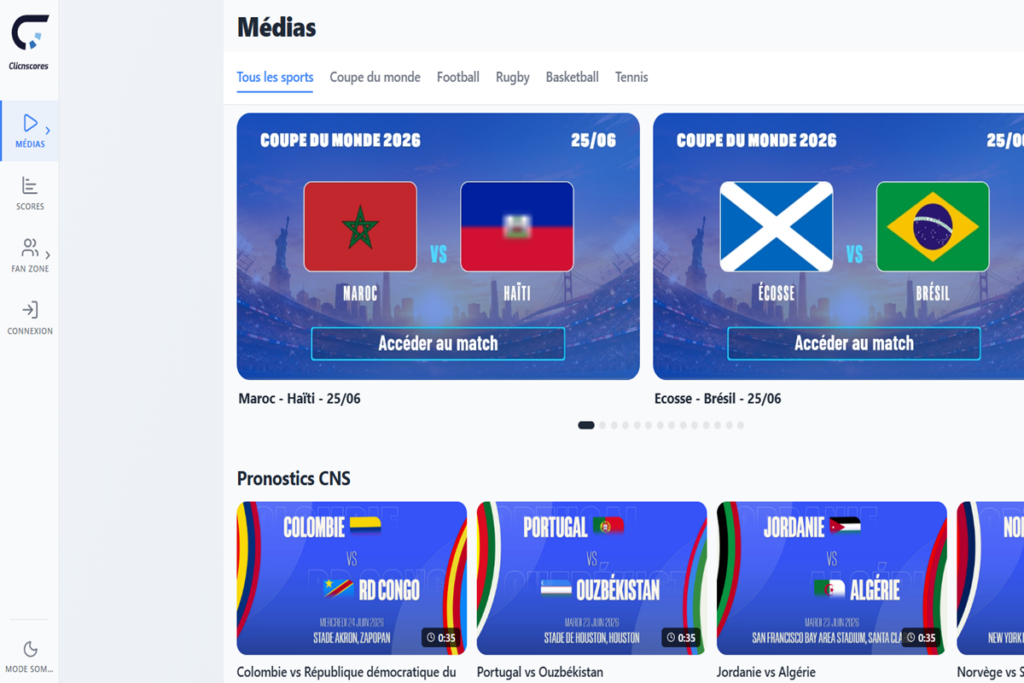 Interface de ClicnScores