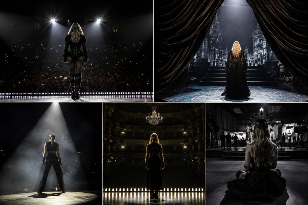 Collage d’une pop star similaire à Madonna