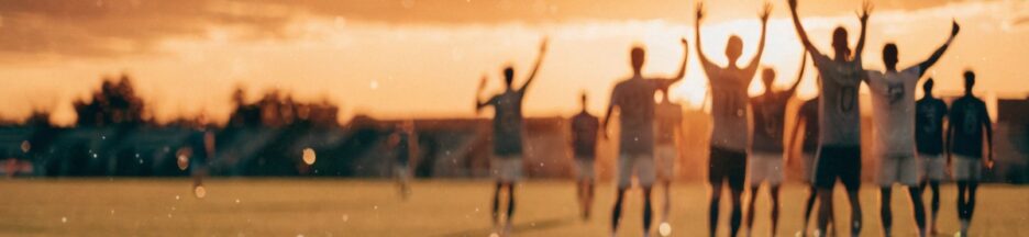 Silhouettes de joueurs de foot sur un terrain