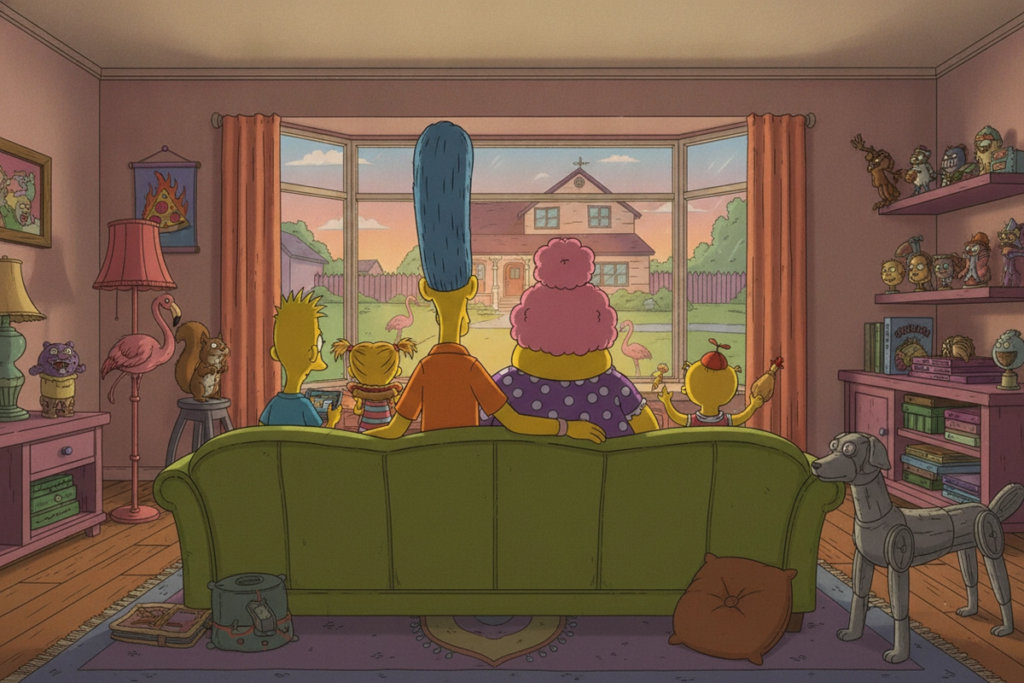Famille dessin animé style Les Simpson
