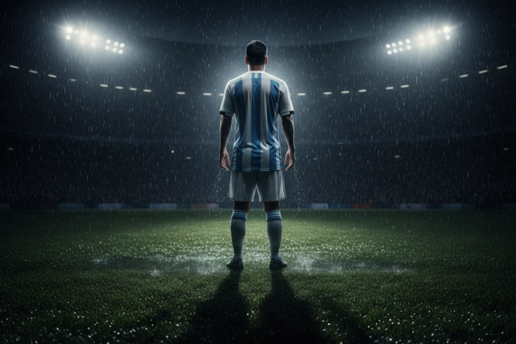 Footballeur vu de dos rappelant Lionel Messi