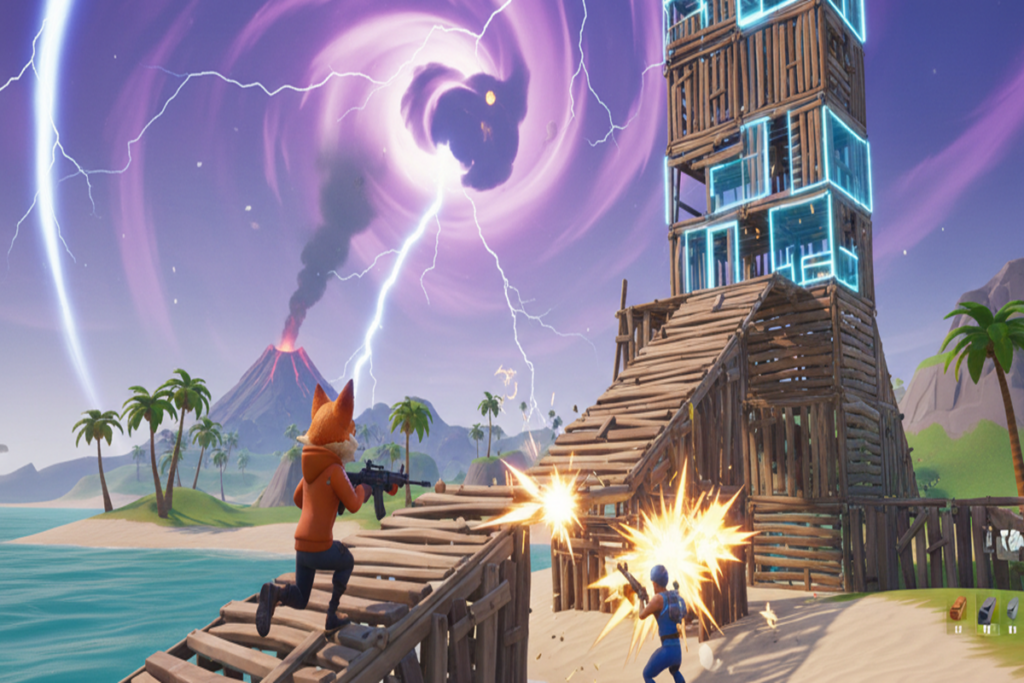 Gameplay d’un jeu similaire à Fortnite