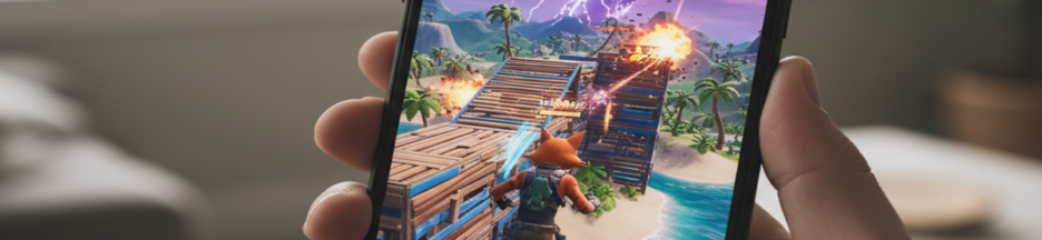 Gameplay d’un jeu comme Fortnite sur smartphone