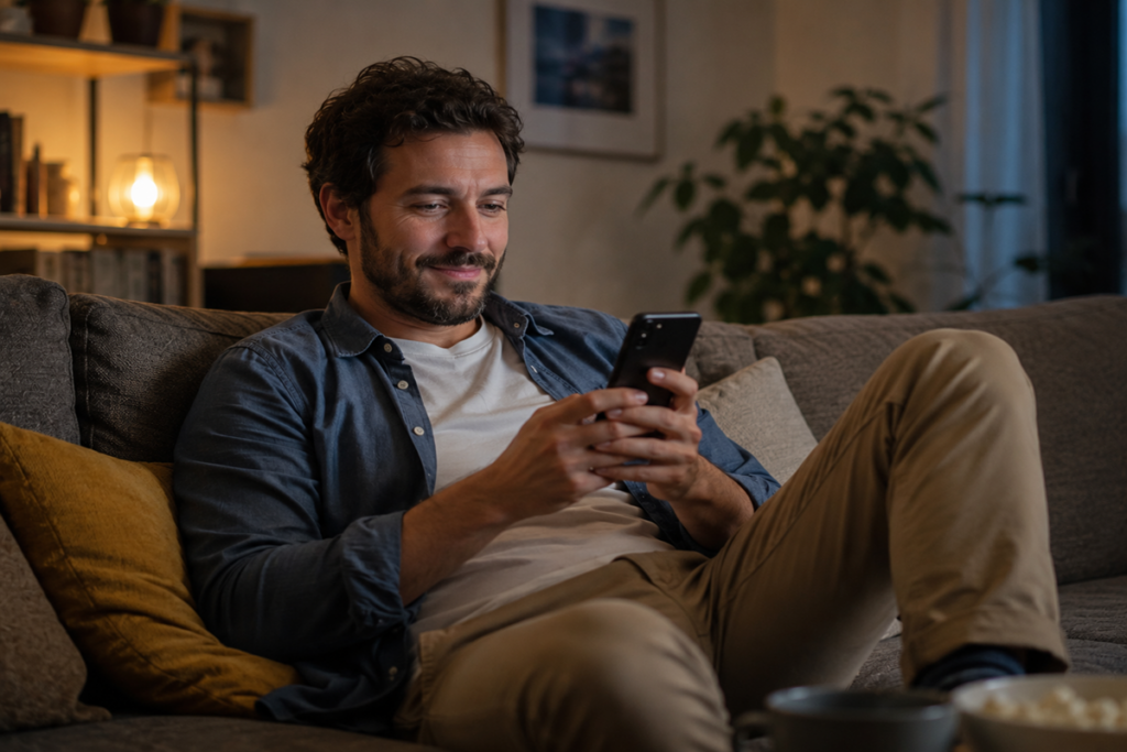 Un homme avec son smartphone