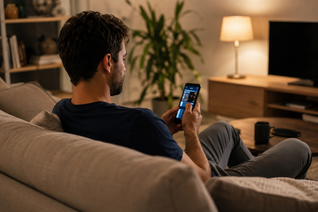 Un homme avec son smartphone 