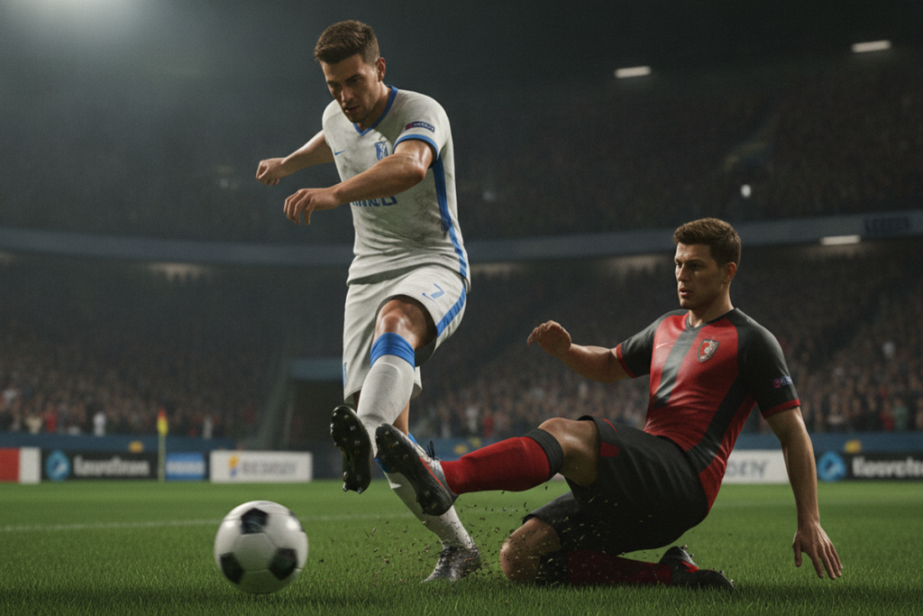 Gameplay d’un jeu de football sur mobile
