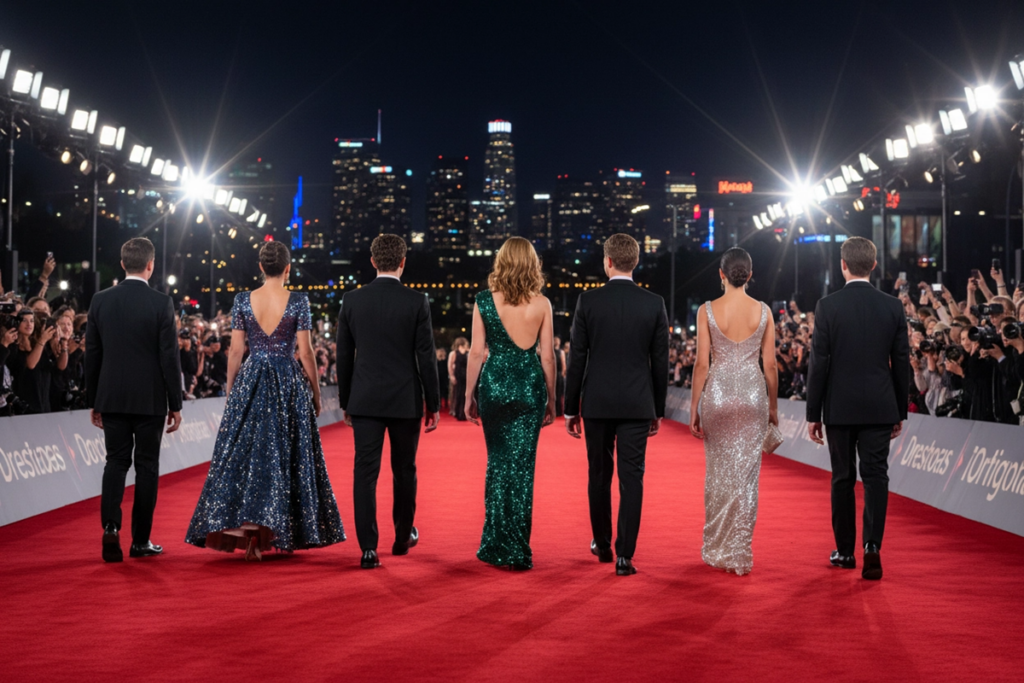 Jeunes stars sur un tapis rouge