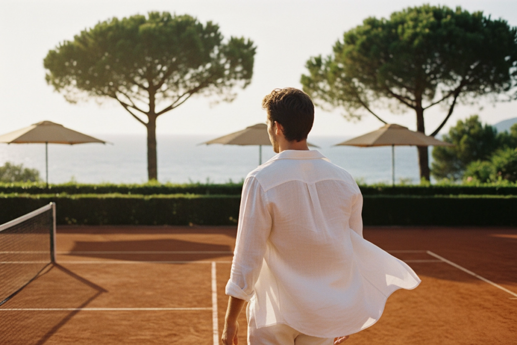 Joueur de tennis rappelant Romeo Beckham dans Forty Love