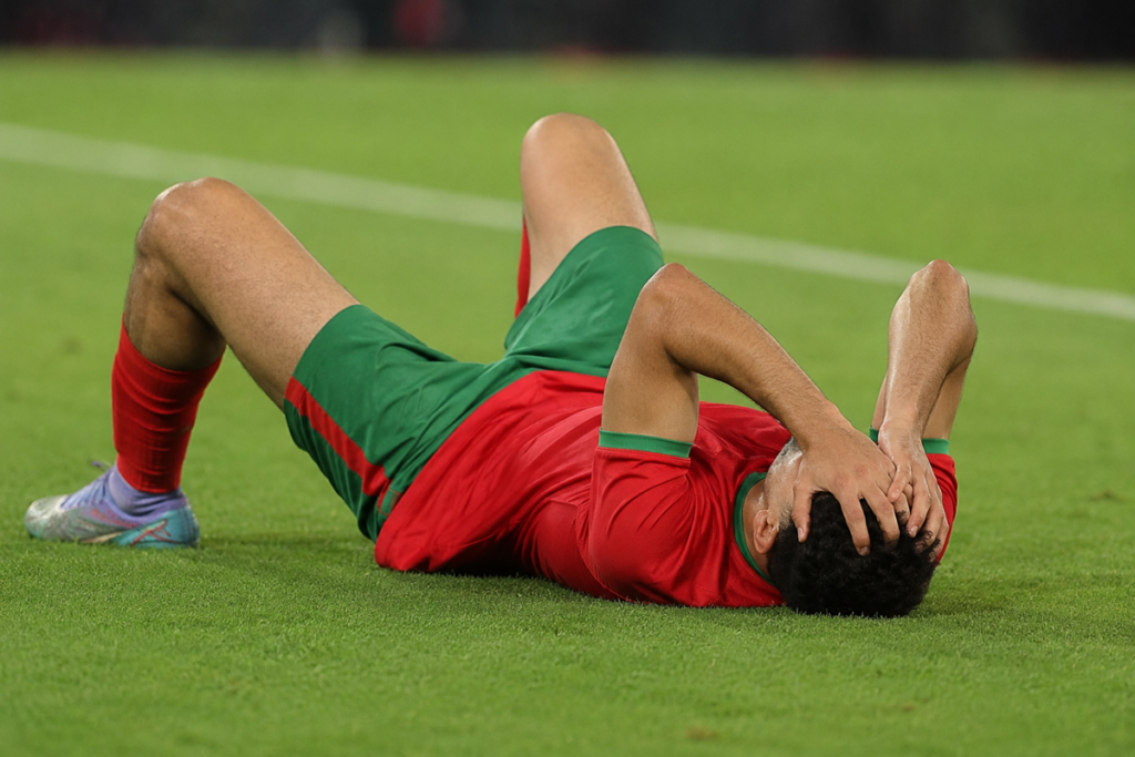 Un joueur de foot blessé